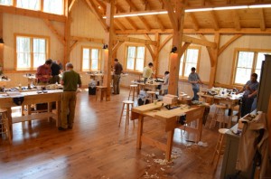 Active workshop using hand tools and traditional joinery